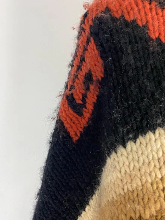 Vintage Ralph Lauren Wool Poncho Cape Southwestern Aztec Hand Knit Fringe . - Picture 6 of 10